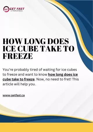 How Long Does Ice Cube Take To Freeze