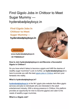 Find Gigolo Jobs in Chittoor to Meet Sugar Mummy — hyderabadplayboyz.in