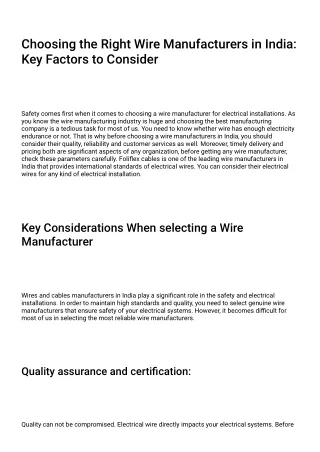 Choosing the Right Wire Manufacturers in India: Key Factors to Consider