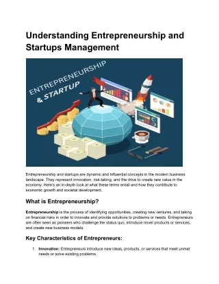 Understanding Entrepreneurship and Startups Management