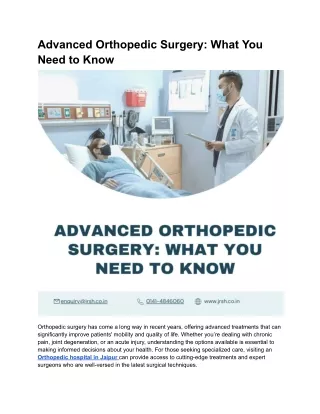 Advanced Orthopedic Surgery_ What You Need to Know