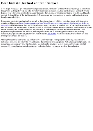 Greatest Inmate Textual content Services
