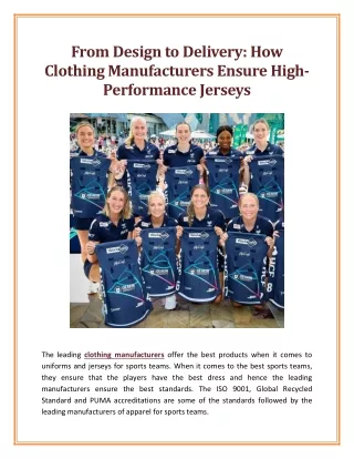 From Design to Delivery How Clothing Manufacturers Ensure High Performance Jerseys