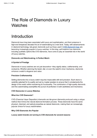 The Role of Diamonds in Luxury Watches