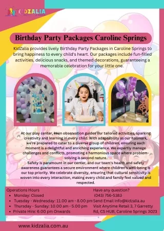 Birthday Party Packages in Caroline Springs | KidZalia