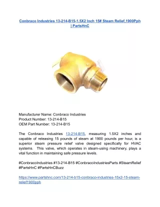 Conbraco Industries 13-214-B15-1.5X2 Inch 15# Steam Relief,1900Pph _ PartsHnC
