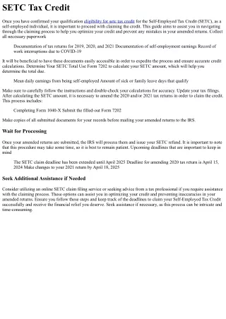 How to Claim the SETC Tax Credit
