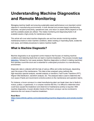 Understanding Machine Diagnostics and Remote Monitoring