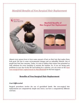 Manifold Benefits of Non Surgical Hair Replacement