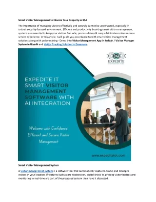 Smart Visitor Management to Elevate Your Property in KSA
