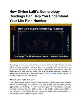 How Divine Lalit’s Numerology Readings Can Help You Understand Your Life Path Nu