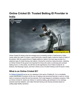 Online Cricket ID_ Trusted Betting ID Provider in India