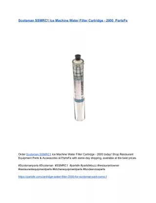 Scotsman SSMRC1 Ice Machine Water Filter Cartridge - 2000  PartsFe