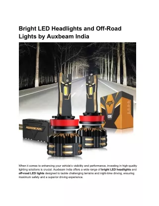 Bright LED Headlights and Off-Road Lights by Auxbeam India