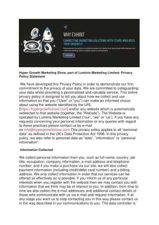 Unlocking Success Hyper Growth Marketing Show's Privacy Policy