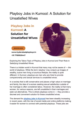 Playboy Jobs in Kurnool_ A Solution for Unsatisfied Wives