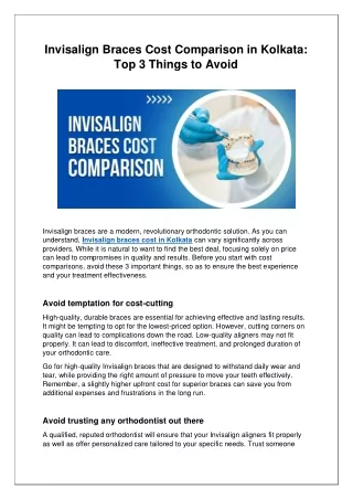 Invisalign Braces Cost Comparison in Kolkata: Top 3 Things to Avoid