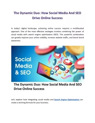 The Dynamic Duo: How Social Media And SEO Drive Online Success