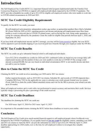 SETC Tax Credit Guide