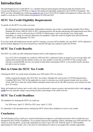 SETC Tax Credit Guide
