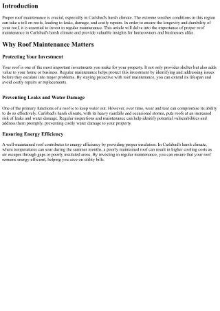 The Importance of Proper Roof Maintenance in Carlsbad's Harsh Climate