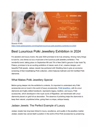 Best Luxurious Polki Jewellery Exhibition in 2024