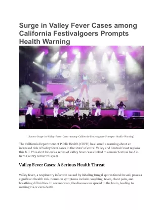 Surge in Valley Fever Cases among California Festivalgoers Prompts Health Warning