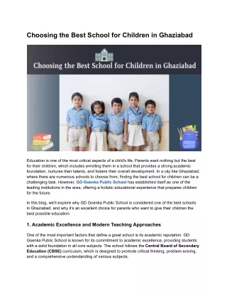 Choosing the Best School for Children in Ghaziabad