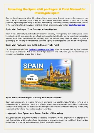 Unveiling the Spain visit packages: A Total Manual for Investigate Spain