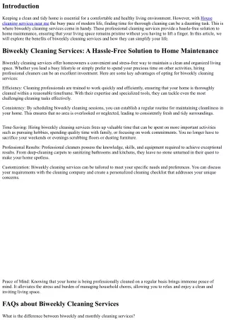 Biweekly Cleaning Services: A Hassle-Free Solution to Home Maintenance