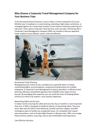 Why Choose a Corporate Travel Management Company for Your Business Trips