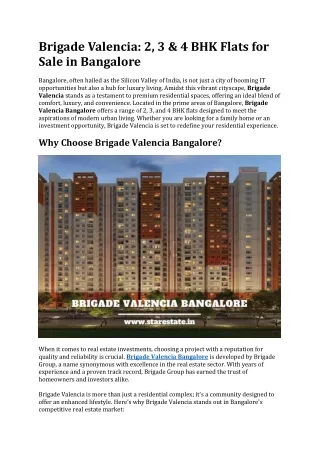 Brigade Valencia | Apartments In Bangalore