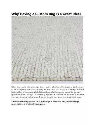Luxurious Rugs: Custom-Made Rugs in Australia for Unique and Stylish Spaces