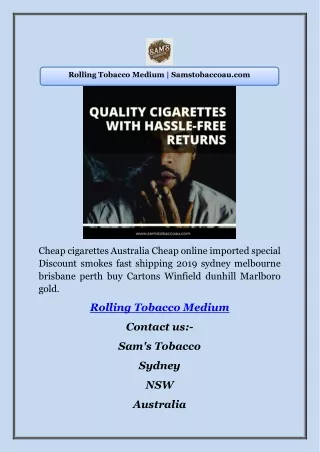 Rolling Tobacco Medium | Samstobaccoau.com