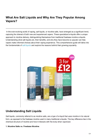 What Are Salt Liquids and Why Are They Popular Among Vapers