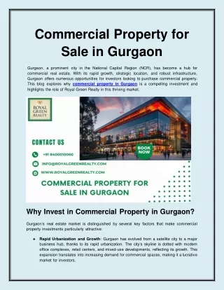 Commercial Property for Sale in Gurgaon