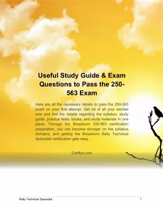 Useful Study Guide & Exam Questions to Pass the 250-563 Exam