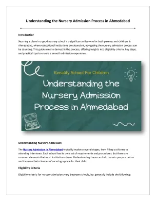 Understanding the Nursery Admission Process in Ahmedabad