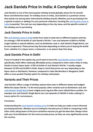 Jack Daniels Price in India: A Complete Guide