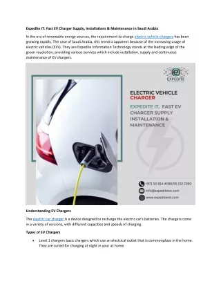 Expedite IT: Fast EV Charger Supply, Installations & Maintenance in Saudi Arabia