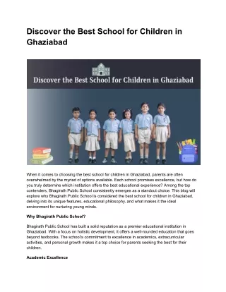 Discover the Best School for Children in Ghaziabad