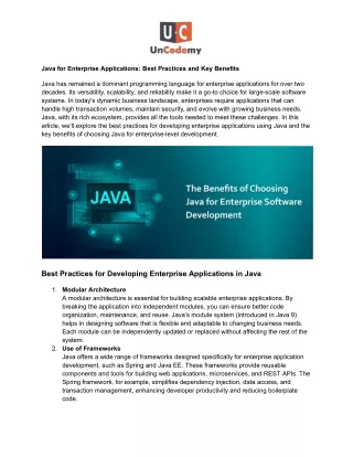 Java for Enterprise Applications: Best Practices and Key Benefits