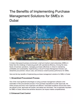 _best Purchase Management Solutions Dubai