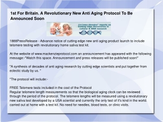 1st For Britain. A Revolutionary New Anti Aging Protocol