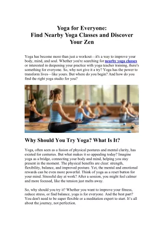 Yoga for Everyone Find Nearby Yoga Classes and Discover Your Zen