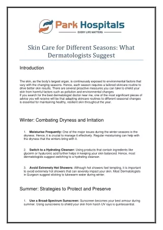 Skin Care for Different Seasons What Dermatologists Suggest