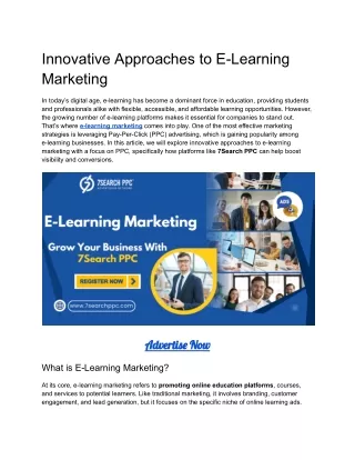 Innovative Approaches to E-Learning Marketing