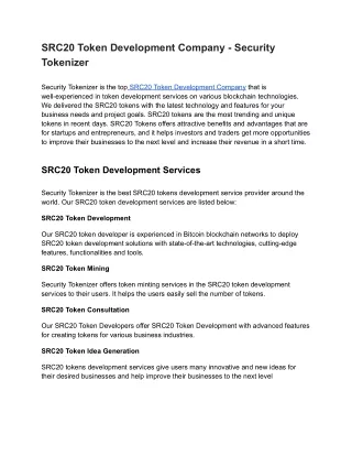 SRC20 Token Development Company - Security Tokenizer
