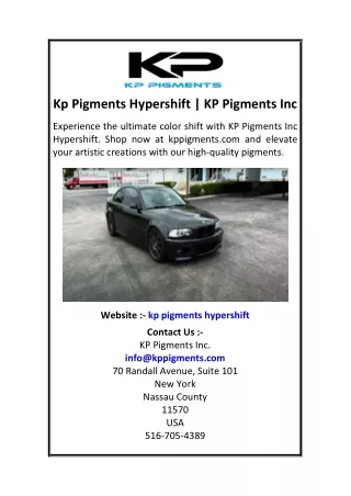 Kp Pigments Hypershift  KP Pigments Inc