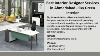 Best Interior Designer Services in Ahmedabad - Sky Green Interior